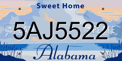 5AJ5522 Alabama License Plate