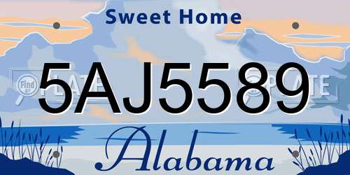 5AJ5589 Alabama License Plate