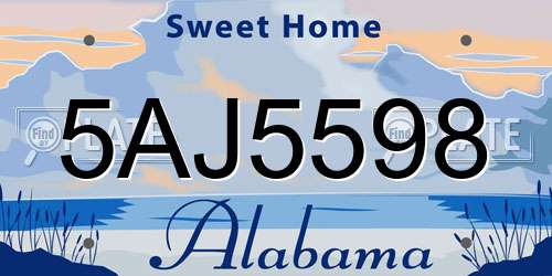 5AJ5598 Alabama License Plate