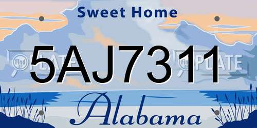 5AJ7311 Alabama License Plate