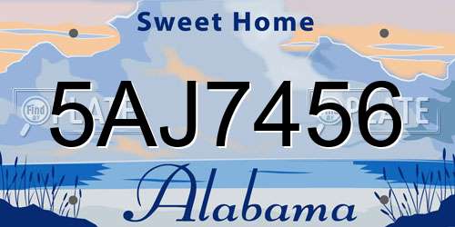 5AJ7456 Alabama License Plate