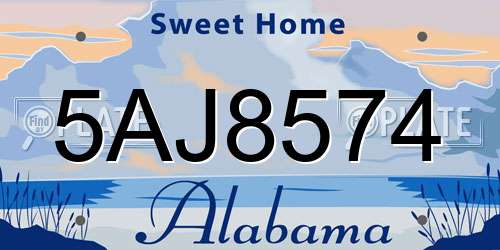 5AJ8574 Alabama License Plate
