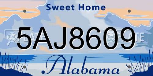 5AJ8609 Alabama License Plate