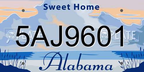 5AJ9601 Alabama License Plate