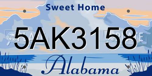 5AK3158 Alabama License Plate