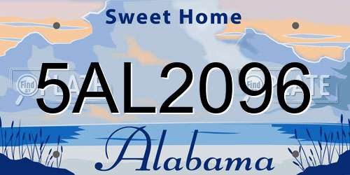 5AL2096 Alabama License Plate