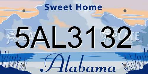 5AL3132 Alabama License Plate