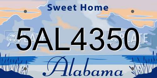5AL4350 Alabama License Plate