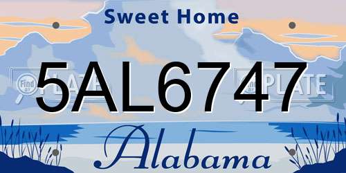 5AL6747 Alabama License Plate