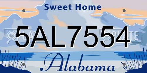 5AL7554 Alabama License Plate