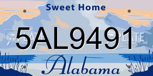 5AL9491 Alabama License Plate
