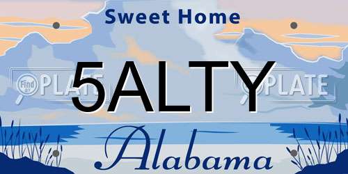 5ALTY Alabama License Plate