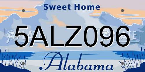 5ALZ096 Alabama License Plate