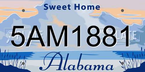 5AM1881 Alabama License Plate