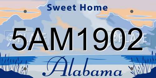 5AM1902 Alabama License Plate