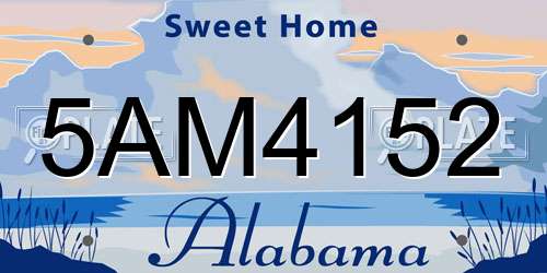 5AM4152 Alabama License Plate