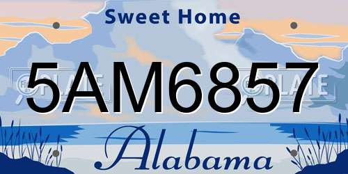 5AM6857 Alabama License Plate