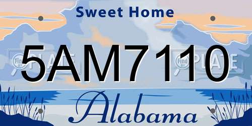 5AM7110 Alabama License Plate
