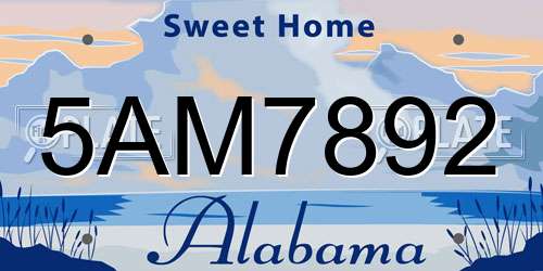 5AM7892 Alabama License Plate
