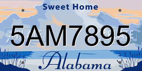 5AM7895 Alabama License Plate