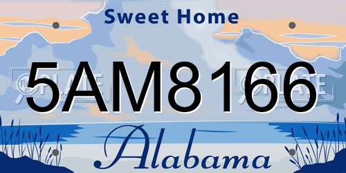 5AM8166 Alabama License Plate
