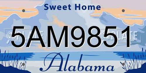 5AM9851 Alabama License Plate
