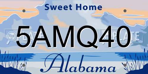 5AMQ40 Alabama License Plate