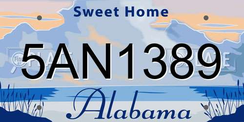 5AN1389 Alabama License Plate