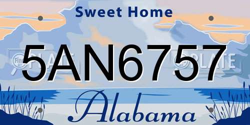 5AN6757 Alabama License Plate