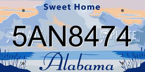 5AN8474 Alabama License Plate
