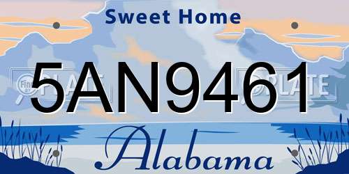 5AN9461 Alabama License Plate