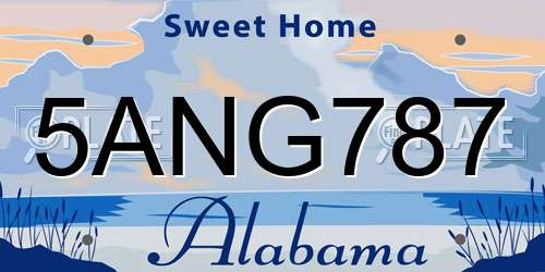 5ANG787 Alabama License Plate