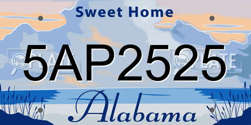 5AP2525 Alabama License Plate