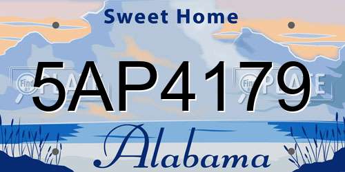 5AP4179 Alabama License Plate