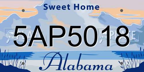 5AP5018 Alabama License Plate