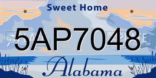 5AP7048 Alabama License Plate