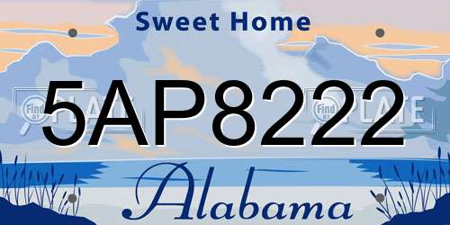 5AP8222 Alabama License Plate
