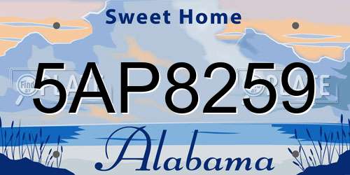 5AP8259 Alabama License Plate