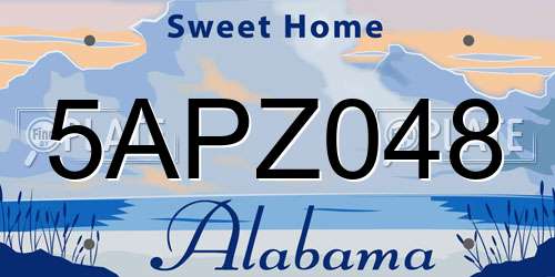 5APZ048 Alabama License Plate