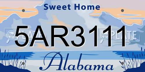 5AR3111 Alabama License Plate