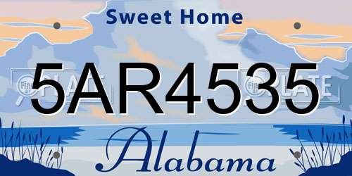 5AR4535 Alabama License Plate