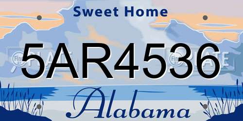 5AR4536 Alabama License Plate