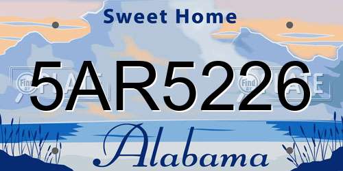 5AR5226 Alabama License Plate