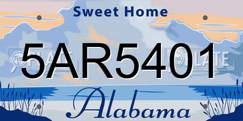 5AR5401 Alabama License Plate
