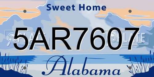 5AR7607 Alabama License Plate