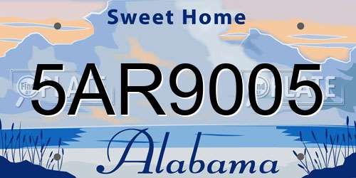5AR9005 Alabama License Plate