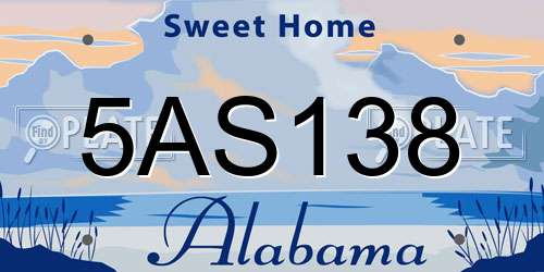 5AS138 Alabama License Plate
