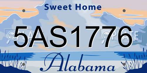 5AS1776 Alabama License Plate