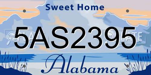 5AS2395 Alabama License Plate