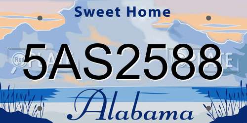 5AS2588 Alabama License Plate